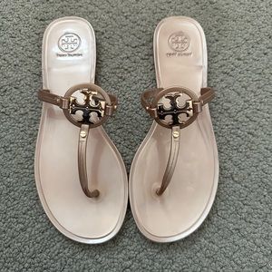 Tory Burch Mini Miller Jelly Sandals - Rose Gold Size 9